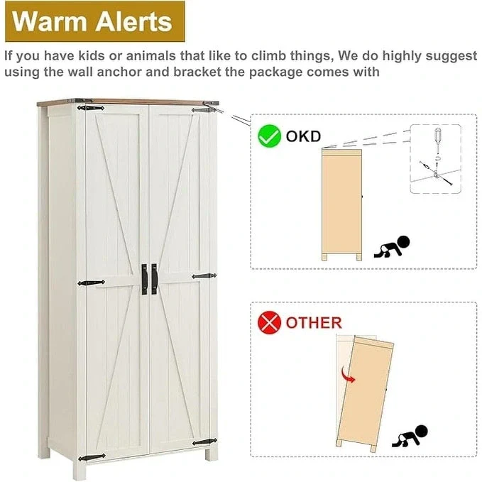 Farmhouse Storage Cabinet, Armoire, Rustic Pantry, Versatile Storage