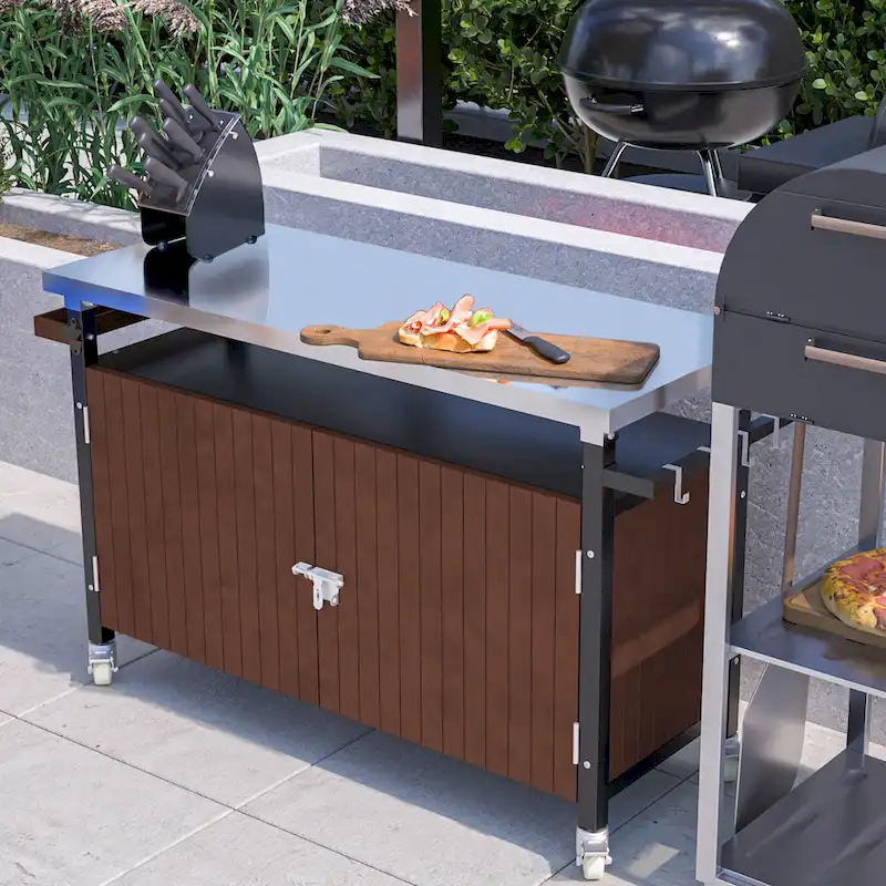 Outdoor Grill Cart With Stainless Steel Tabletop(no include stool)