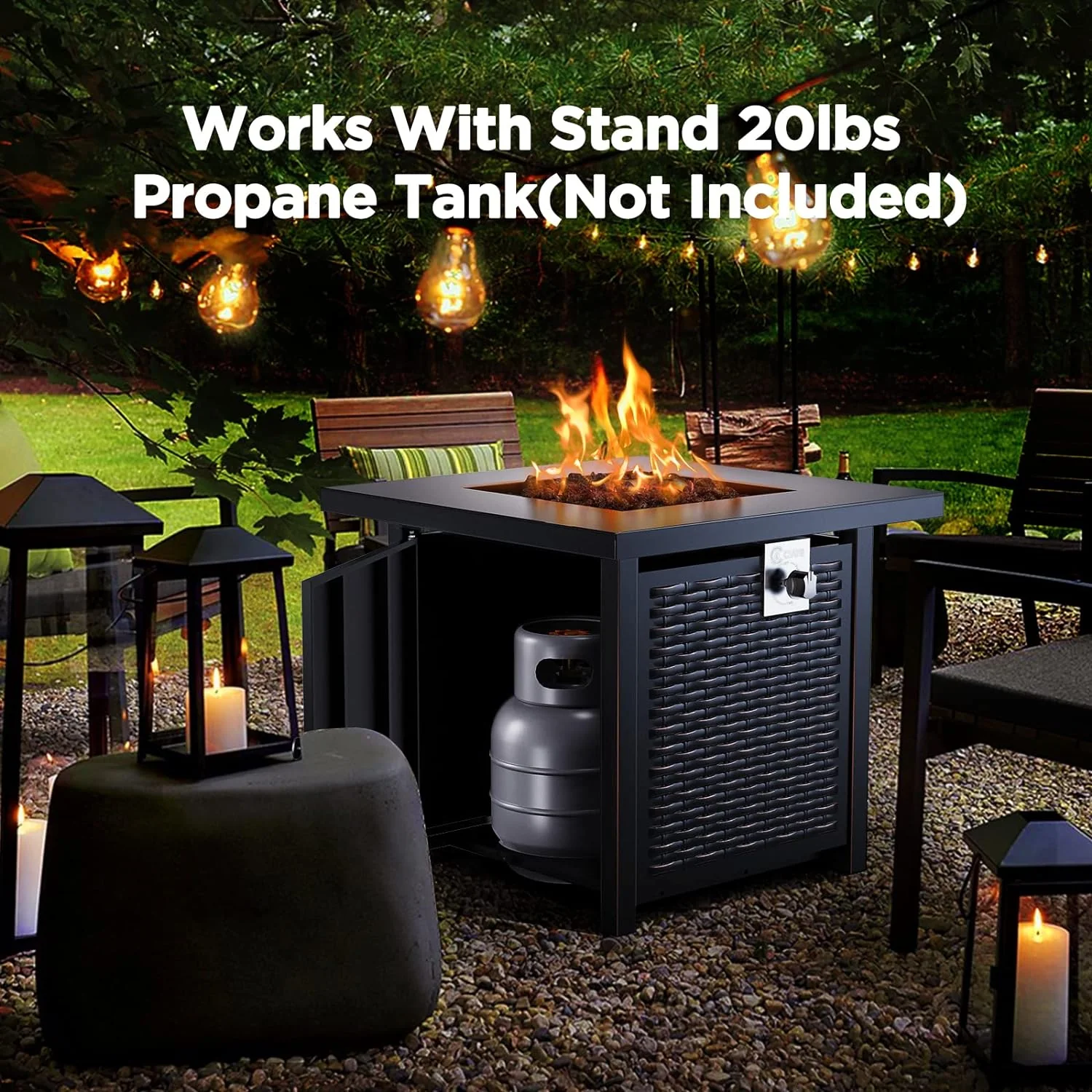 Gas Fire Pit Table, 50,000 BTU Outdoor Propane Fire Pit