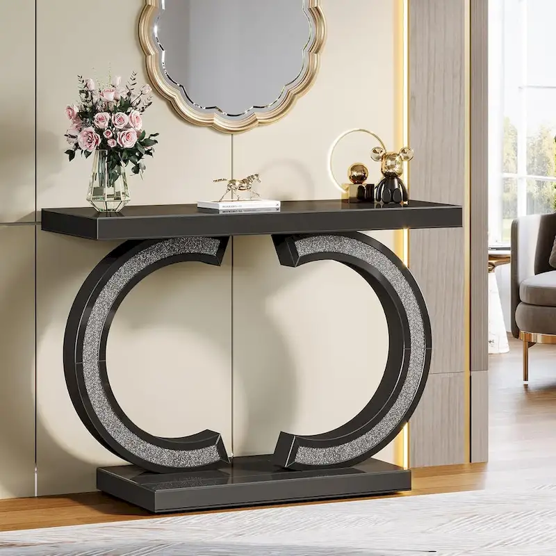 Silver Console Table, 39 Mirror Entryway Table for Entrance