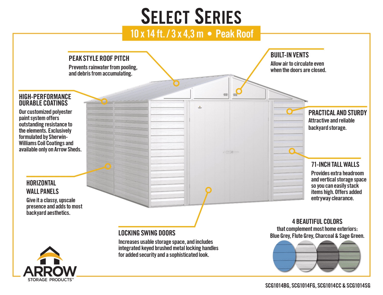 2025 Select Steel Storage Shed, 10x14, Blue Grey