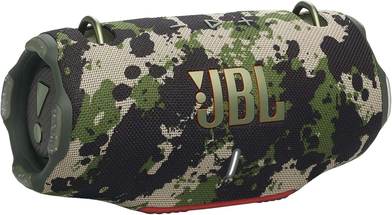 JBL Xtreme 4 Musikbox in Camouflage – Tragbare Bluetooth-Lautsprecher-Box mit tiefem Bass, KI-Sound-Boost und integrierter Powerbank – Wasserfest und staubfest – 24 Laufzeit