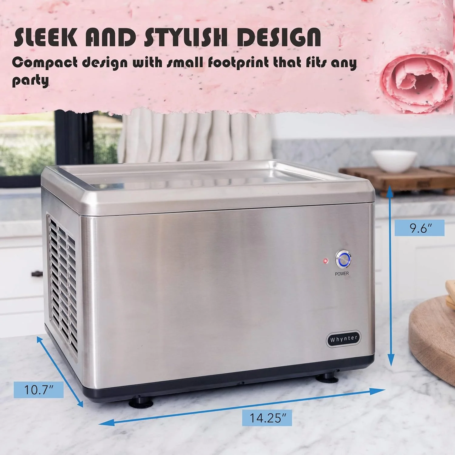 Whynter ICR-300SS 0.5-Quart Stainless Steel Rolled Ice Cream Maker With Compressor