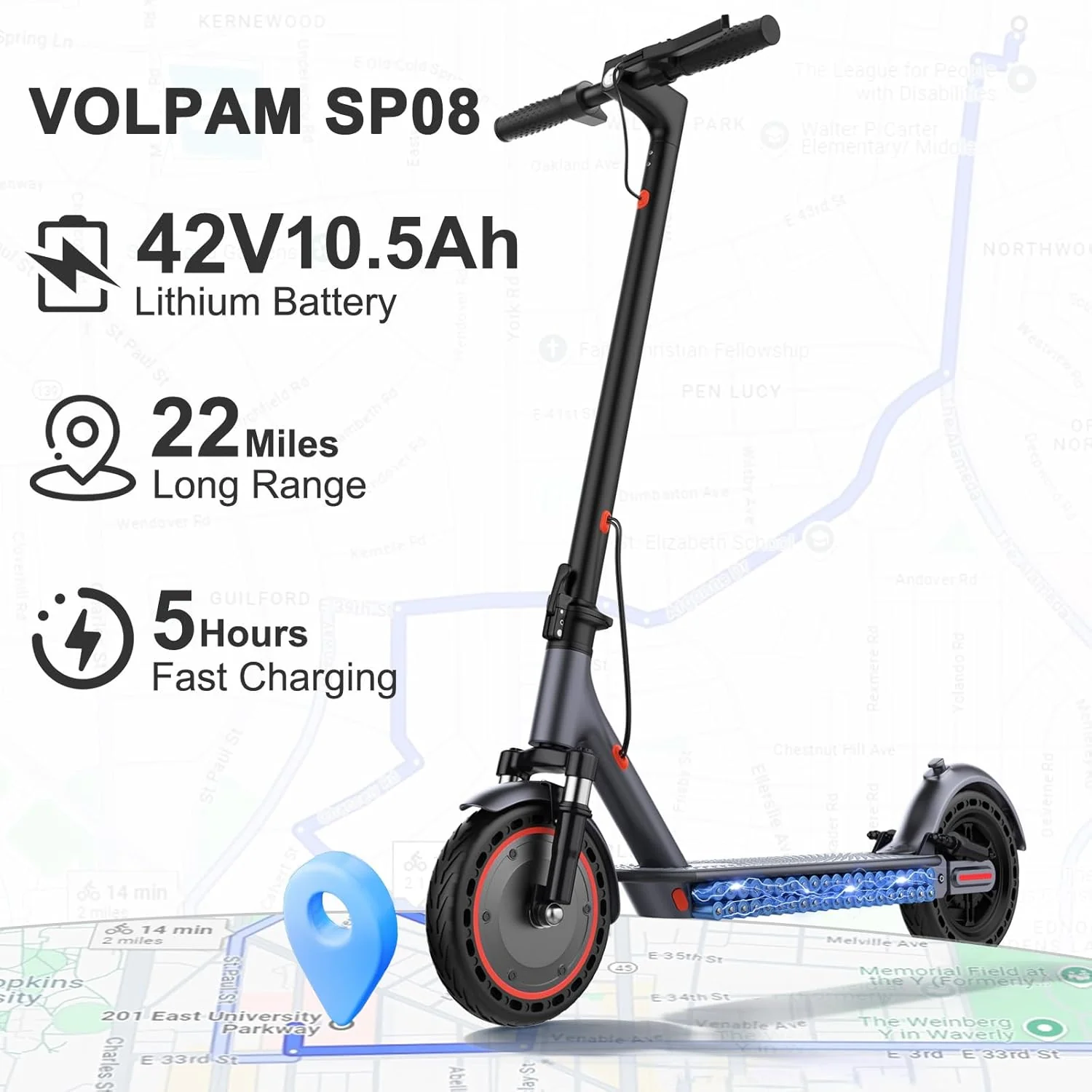 Electric Scooter Powerful Motor Dual Braking