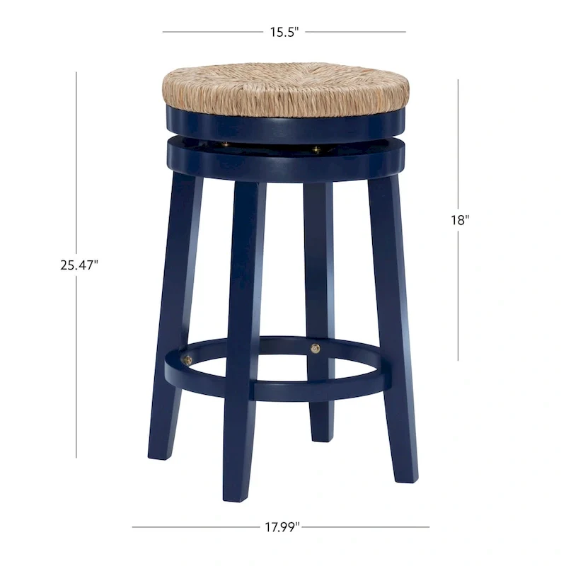 Maya Backless Swivel Counter Stool with Seagrass Seat