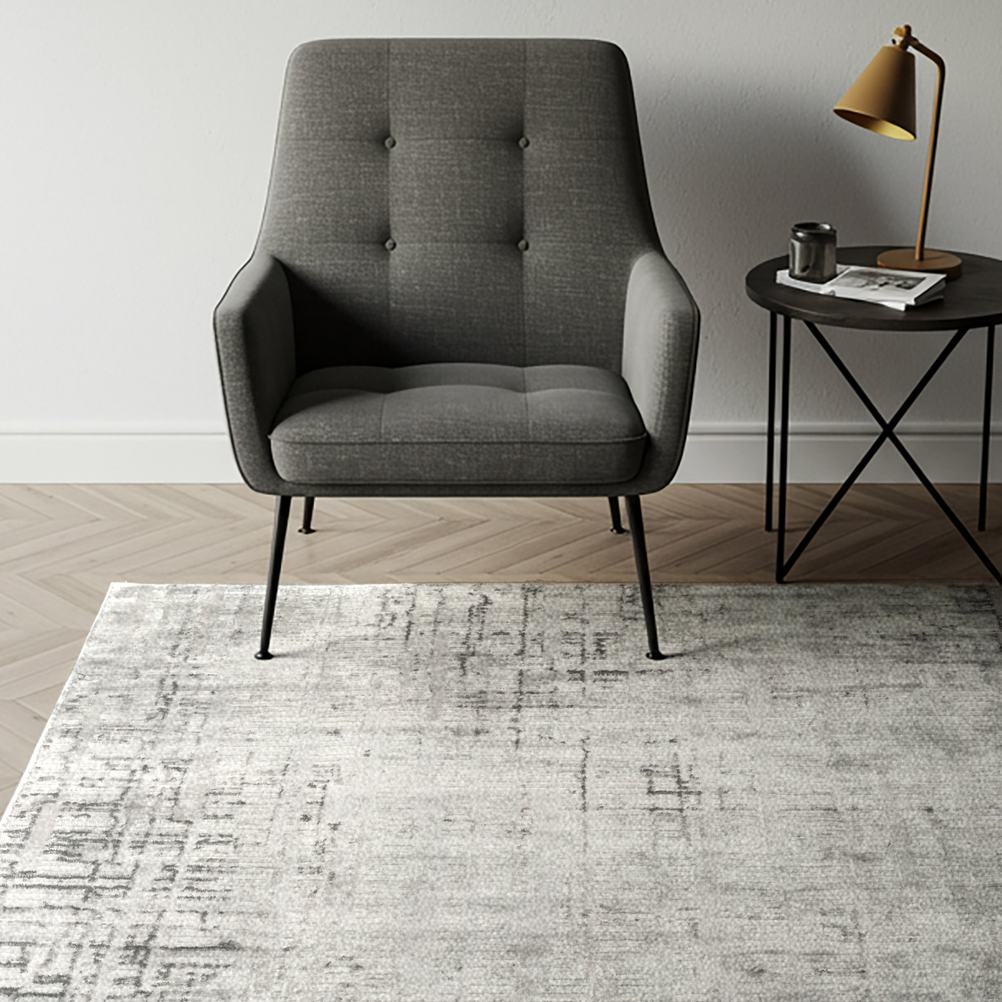 Divina Area Rug, Aloma Cream & Gray, 5'3" x 7'