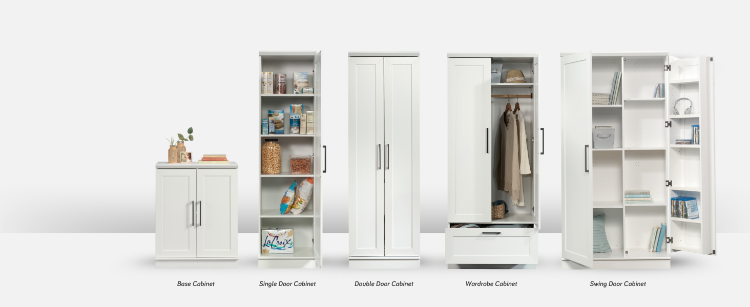HomePlus collection storage cabinets featuring multiple unique styles