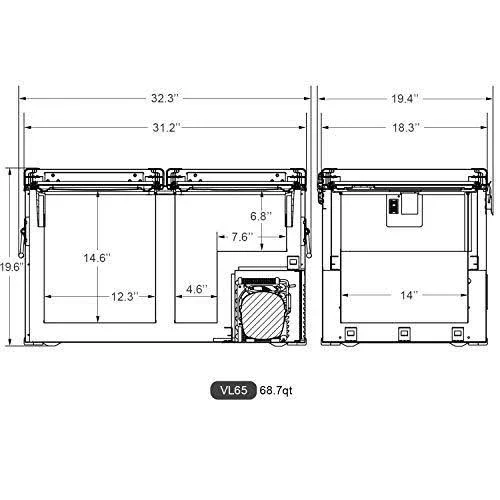 Dual Zone Portable Refrigerator + Secop Compressor 65 Liters