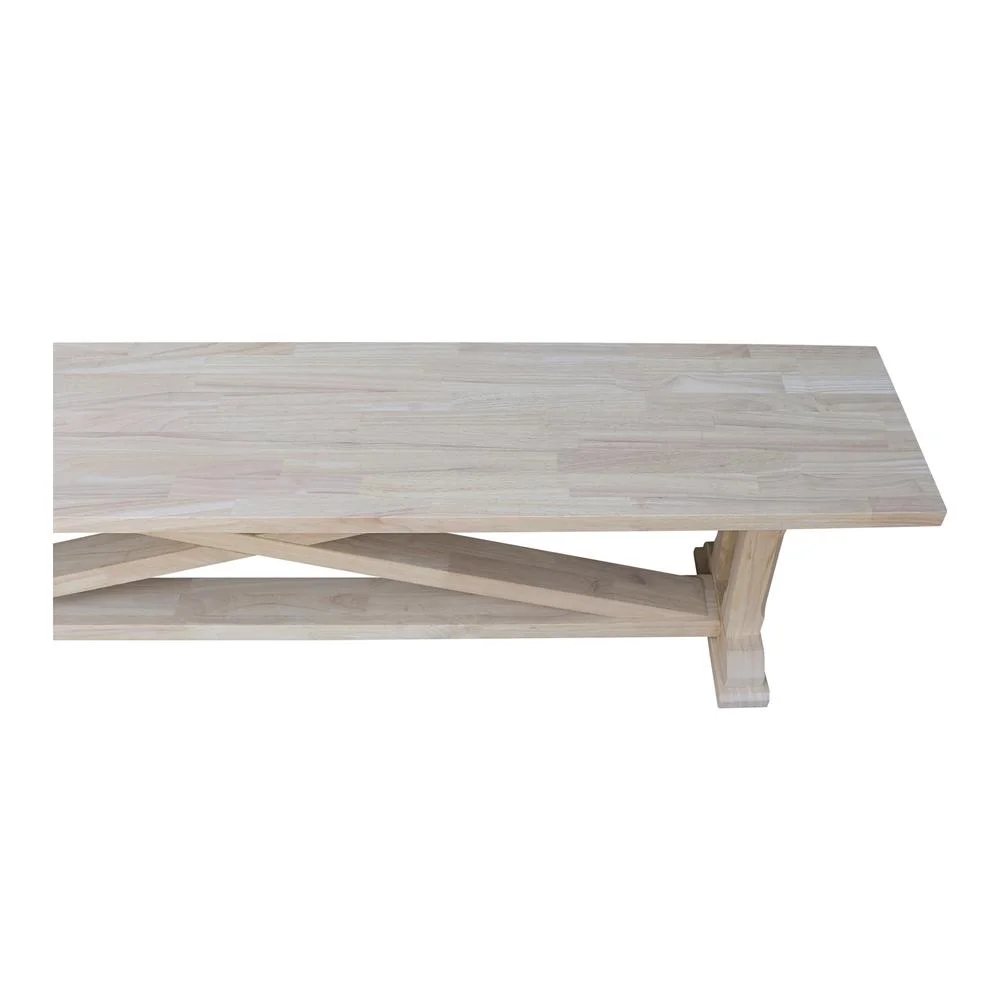 Double X-Back Bench With Arms and Shelf