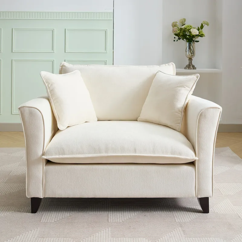 Oversized Chenille Fabric Armchair
