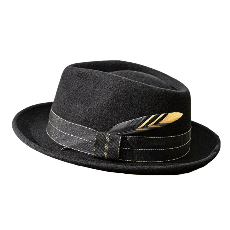 Epsilon Vintage Black Wool Fedora Hat