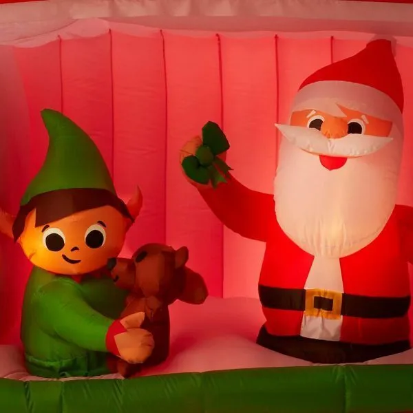animated inflatable santas workshop scene