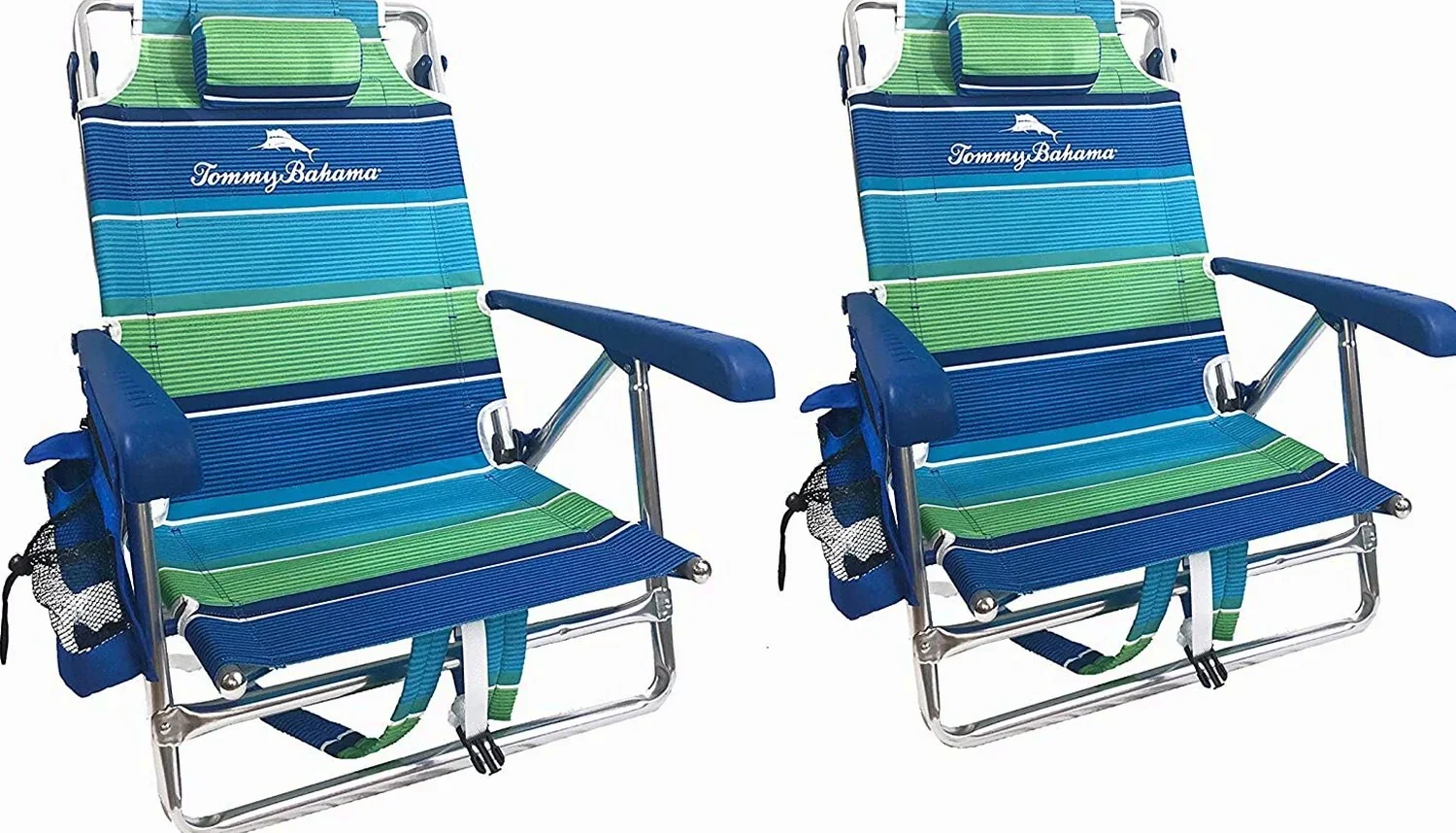 2 Backpack Beach Chairs with Storage Pouch and Towel Bar