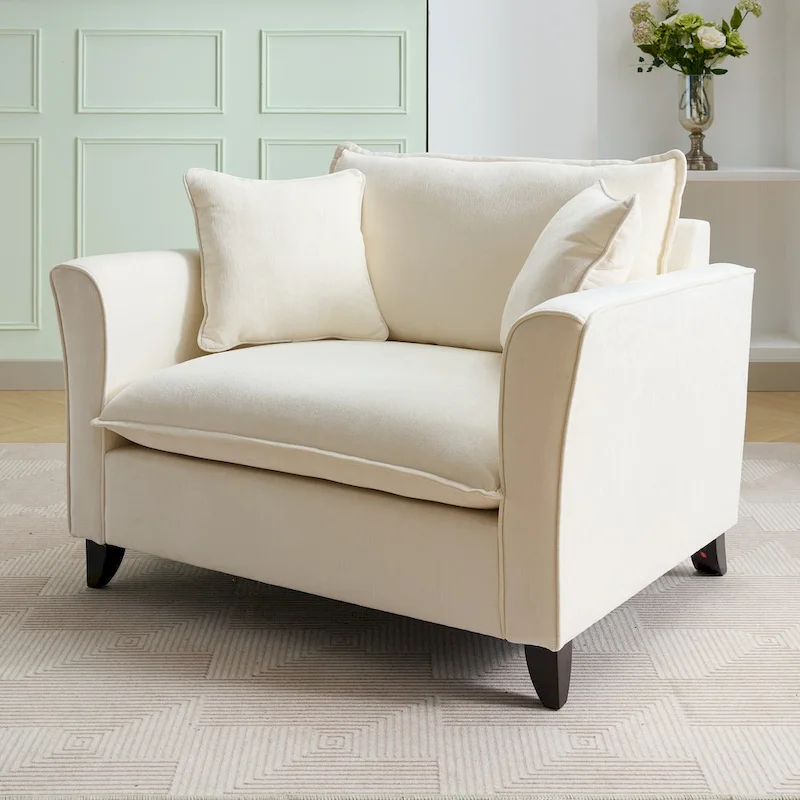 Oversized Chenille Fabric Armchair