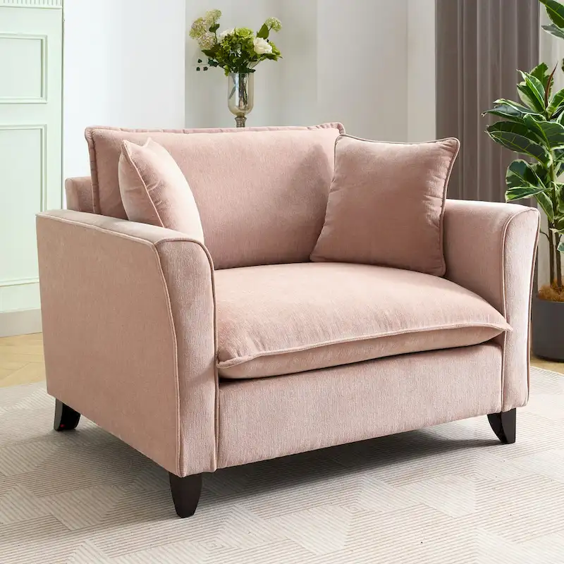 Oversized Chenille Fabric Armchair