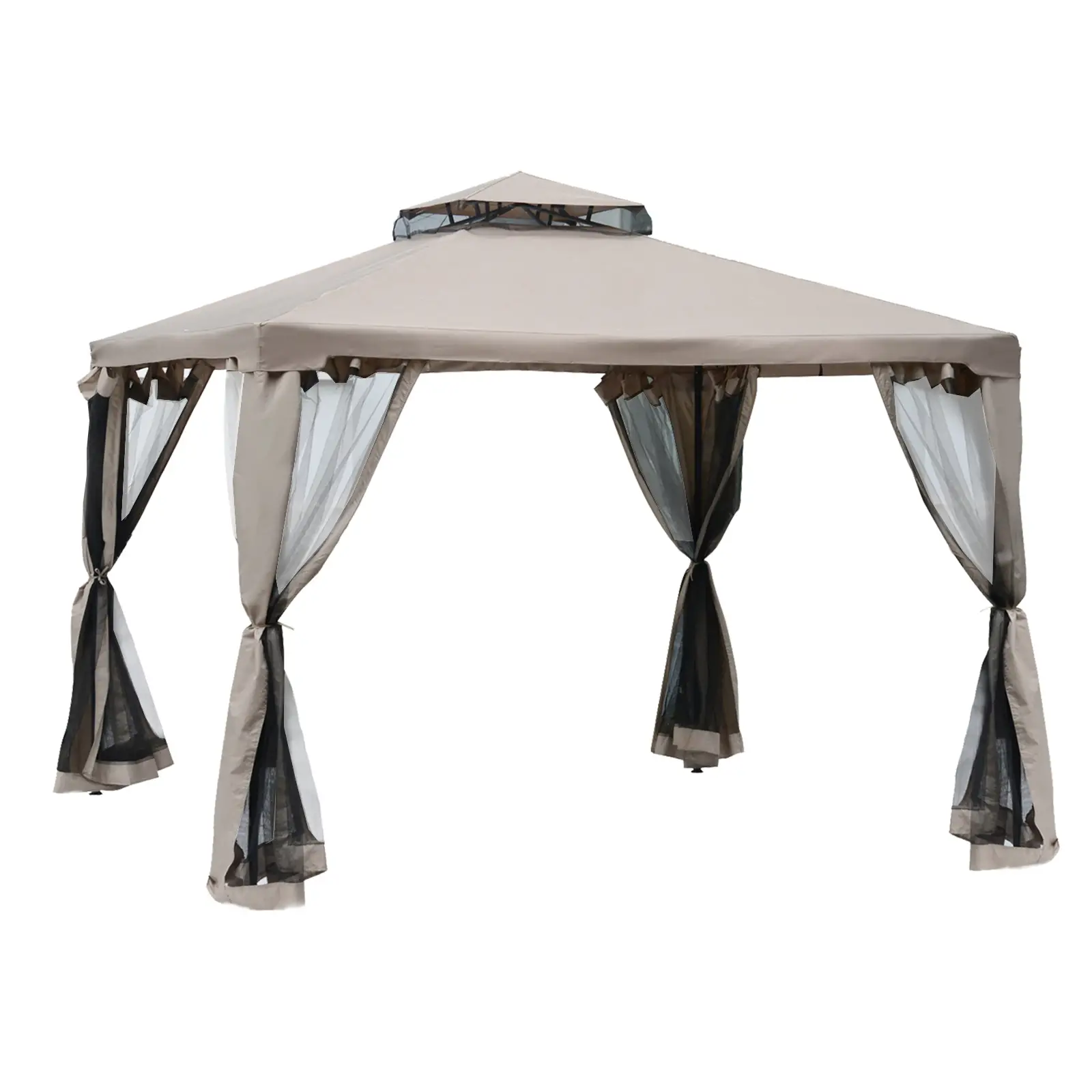 Outsunny Gartenpavillon mit Moskitonetz Doppeldach UV-Schutz