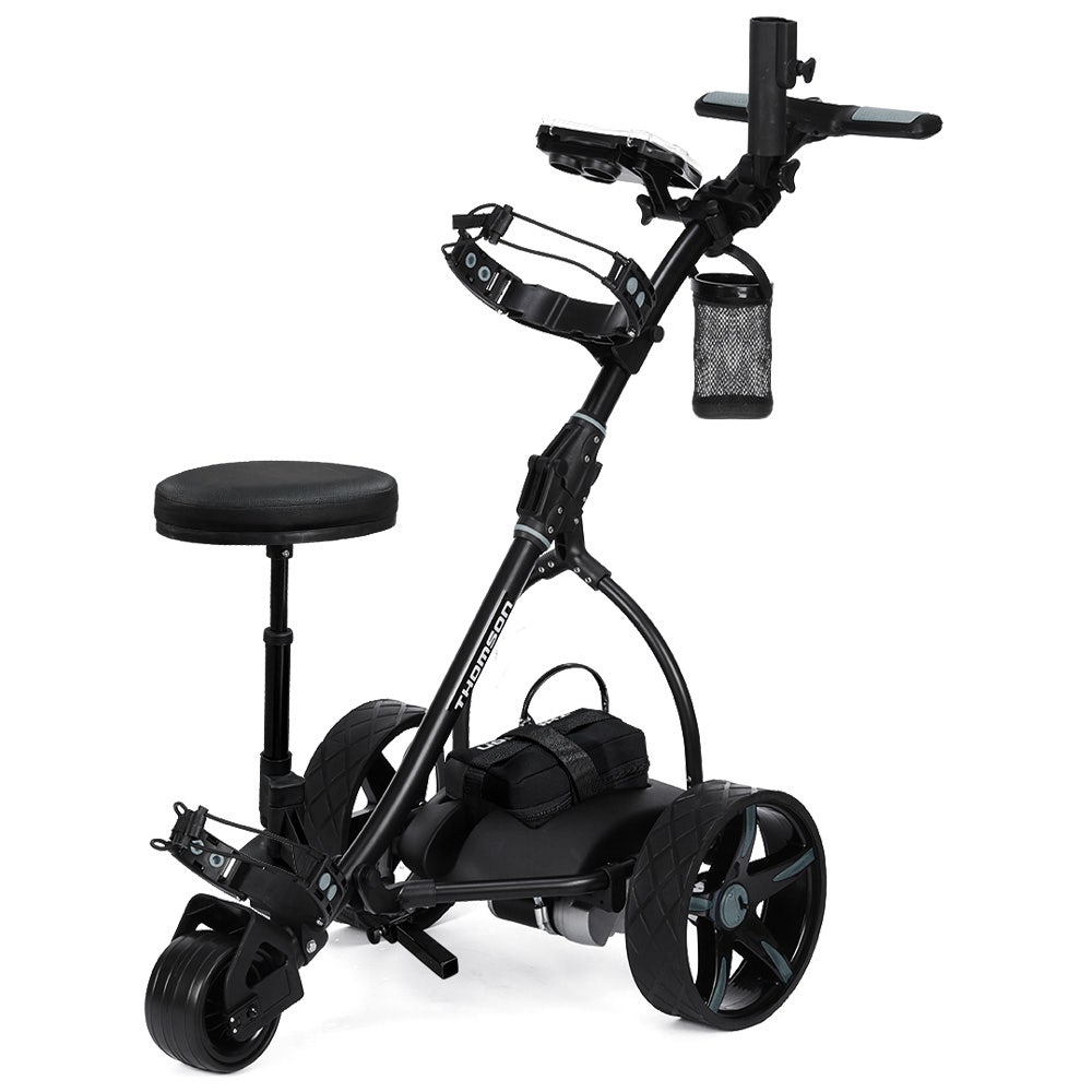 THOMSON E5000 Pro Lithium Golf Buggy, 36 Hole, Only 12kg, Easy Fold, Electric Motorised Buggy Trolley Cart w/ Seat, Black - moniquejewelry
