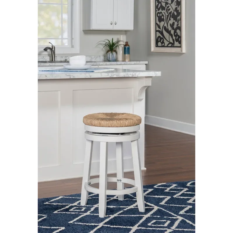 Maya Backless Swivel Counter Stool with Seagrass Seat