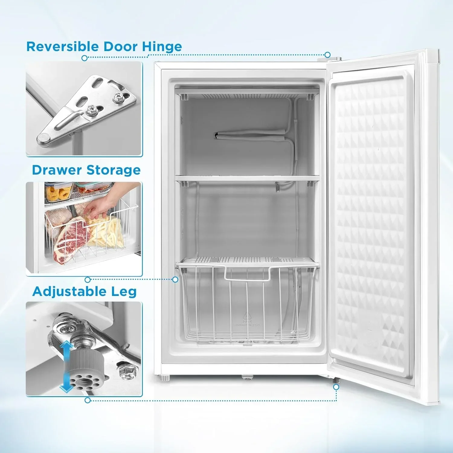 Upright Freezer Large Black 3.0 Cubic Feet