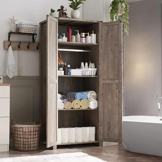 Farmhouse Storage Cabinet, Armoire, Rustic Pantry, Versatile Storage