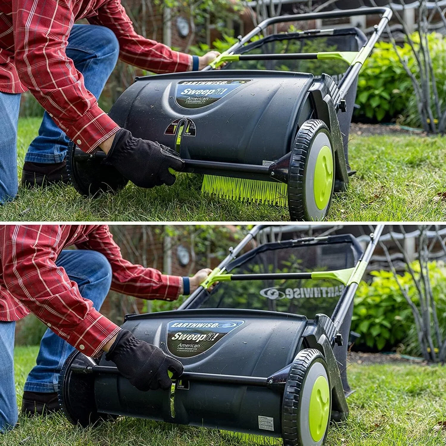 21-Inch Width Leaf & Grass Push Lawn Sweeper, Black