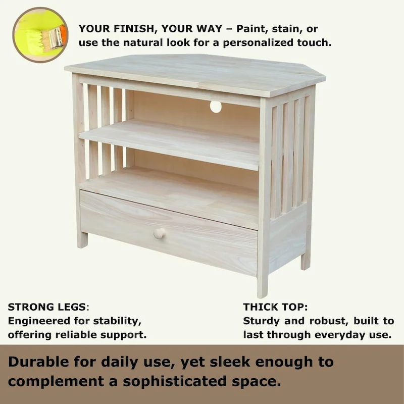 Solid Hardwood Mission Corner TV Stand