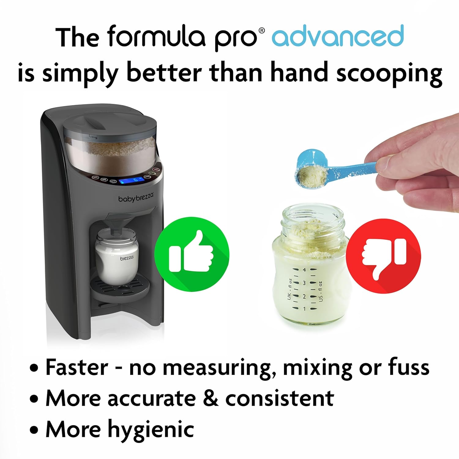 Baby Brezza Formula Pro Advanced Dispenser, Automatic Warm Formula Maker, BPA-Free, White