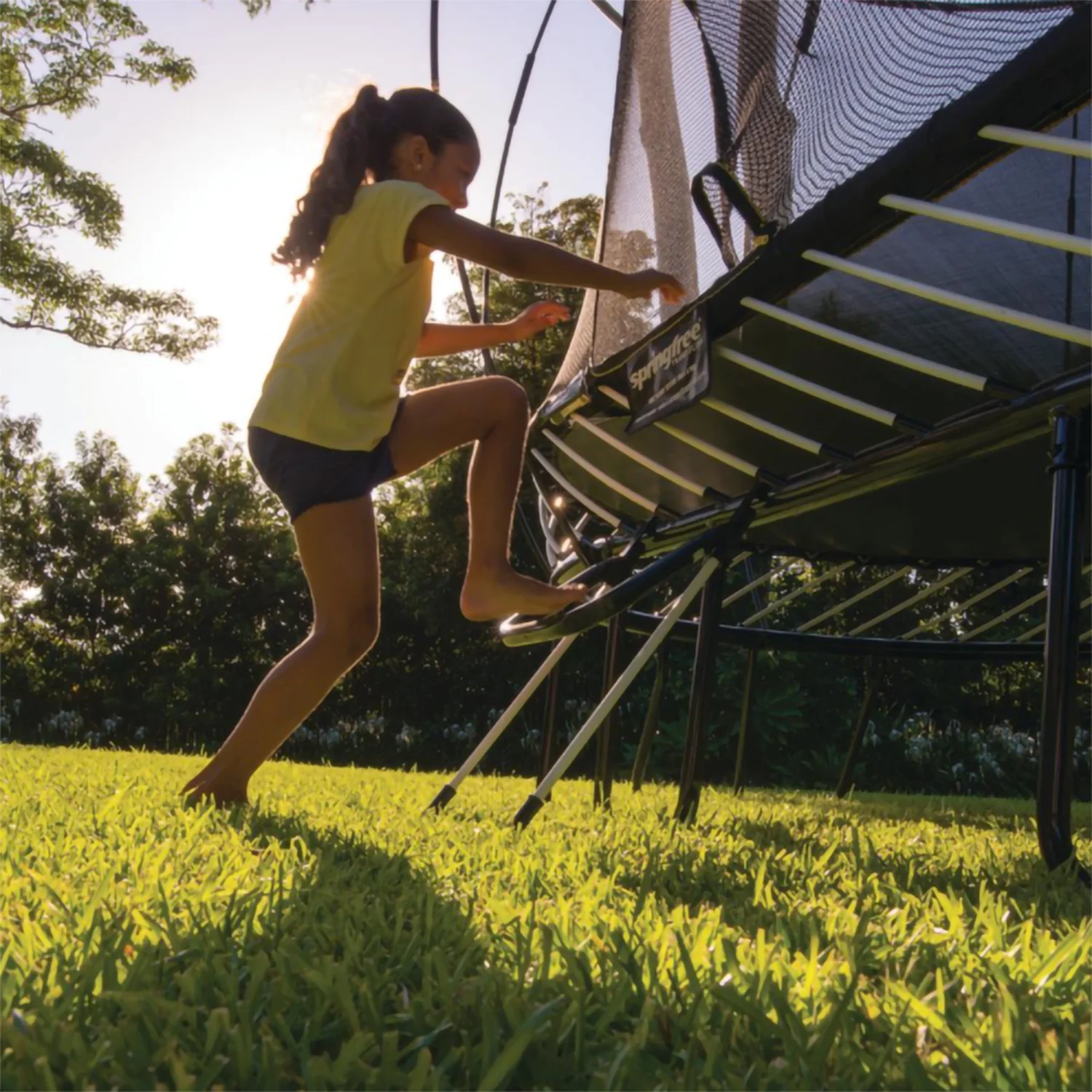 Springfree 13' x 13' Square Backyard Trampoline with Accessories, Black