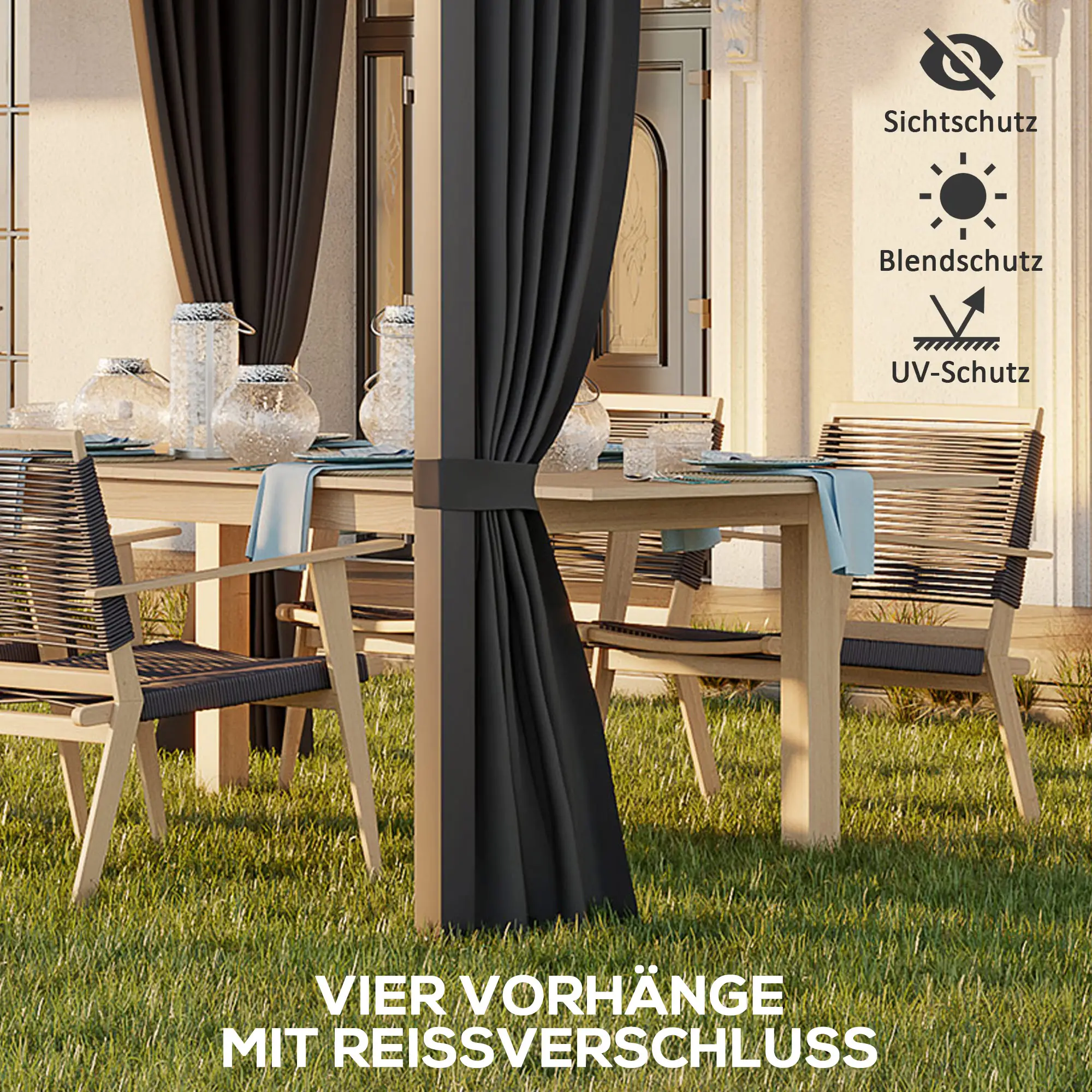 Outsunny Pergola Schiebedach Metallüberdachung