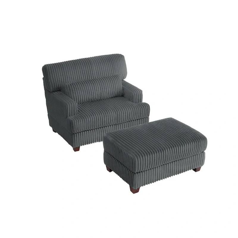 Oversized Chaise Longue Accent Chair with Ottoman