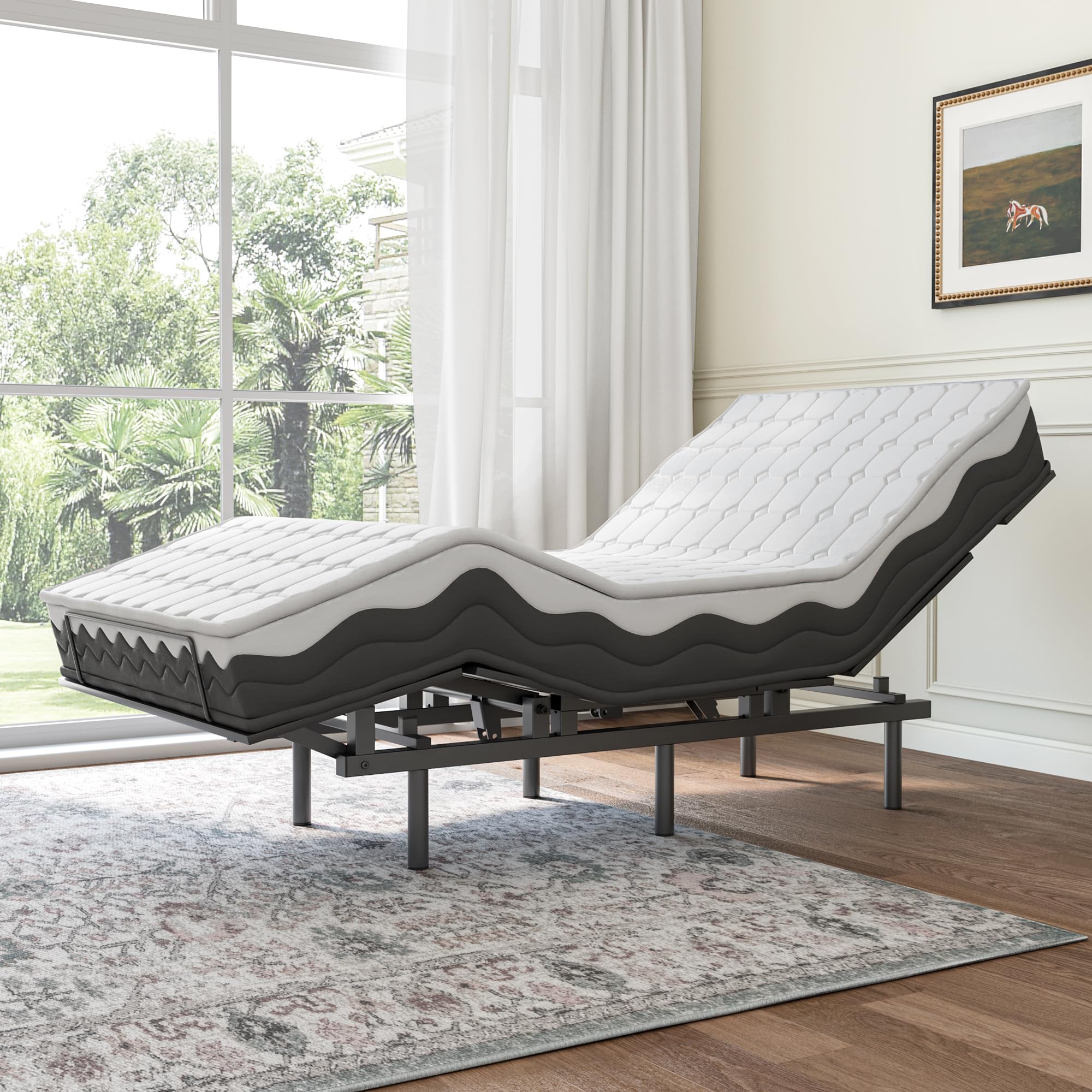 Adjustable Bed Frame -Wireless Remote -Memory Function -Adjustable Bed Base -Head and Foot Lift Incline -Zero Gravity -Quiet Motorfor Lying Down, Reading, Watching TV,Fatigue,Backache[Twin]