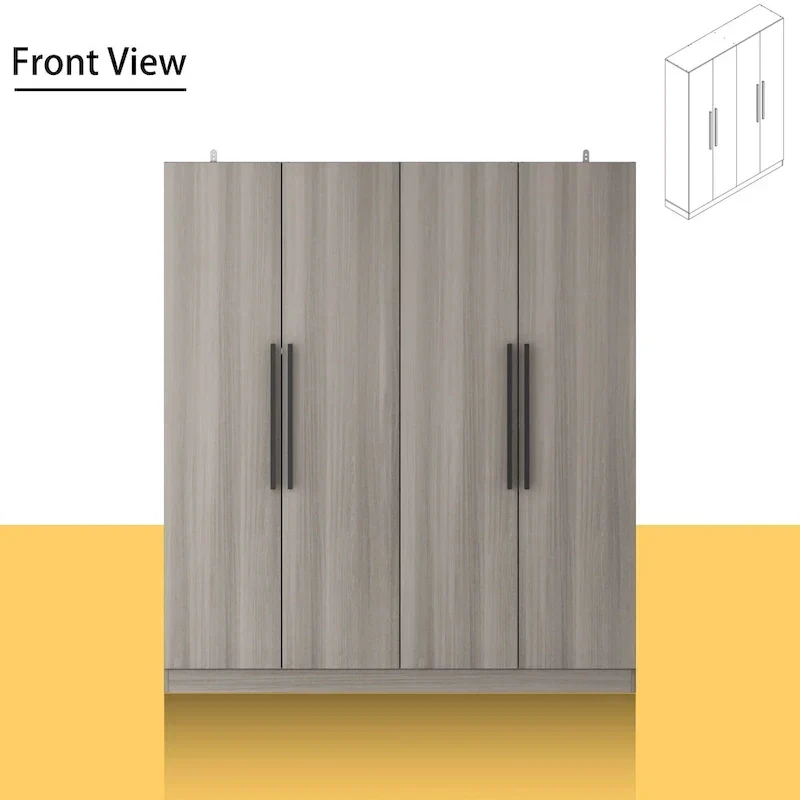 Modern Freestanding Solid Wood Wardrobe Closet With Storage Shelves