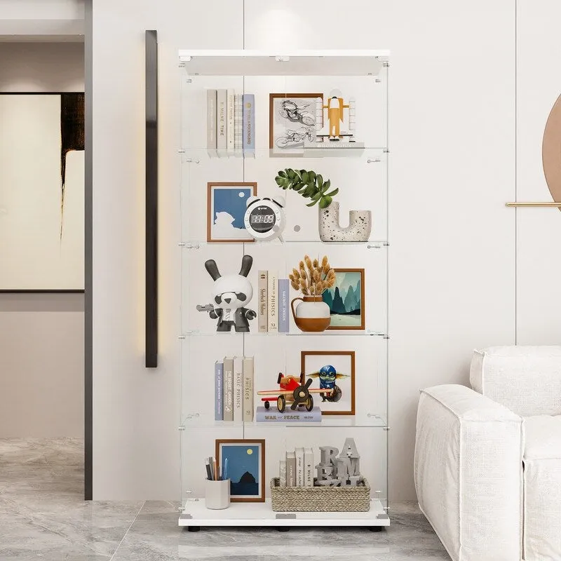 Glass Display Cabinet with 5 Shelves Double Door