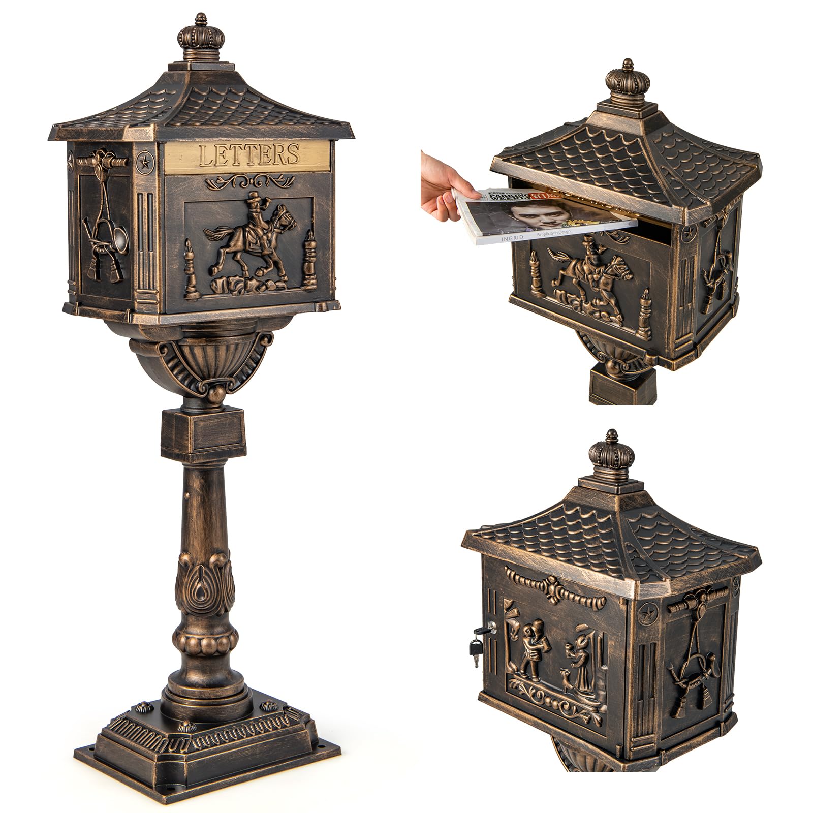 Cast Aluminum Mailbox with Post