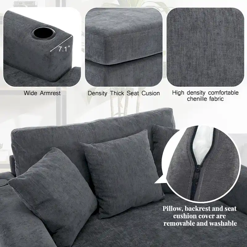Three sizes Oversized Chaise Lounger with Pillows