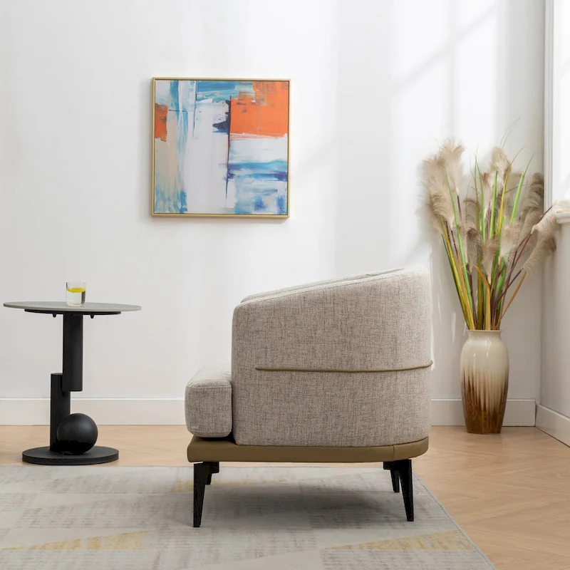 Modern Two-tone Barrel Fabric Chair