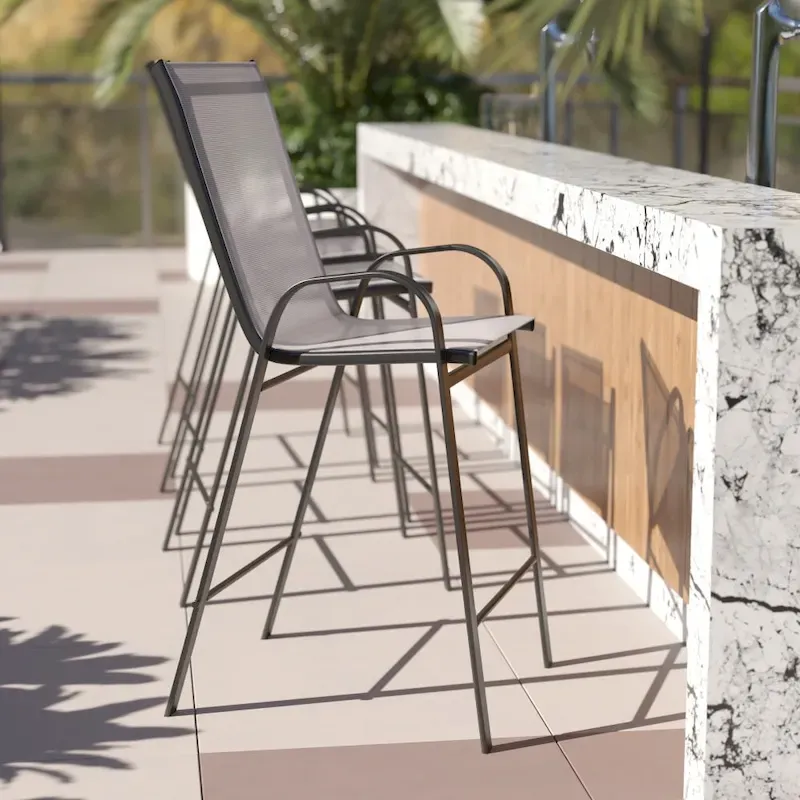 4 Pack Outdoor Barstools with Flex Comfort Material - Patio Stool