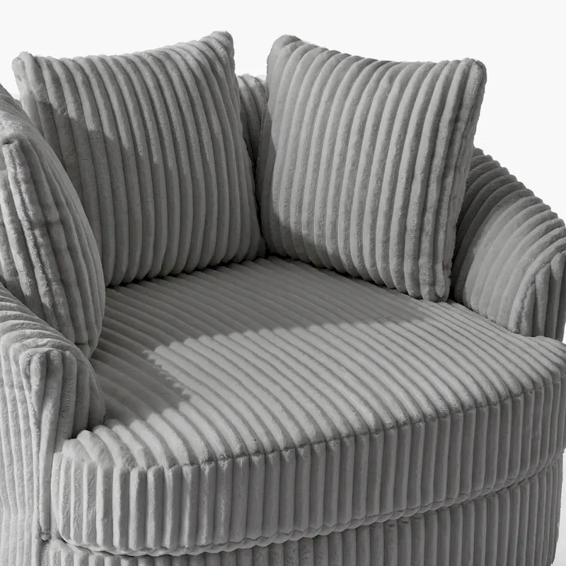 DREAMSIDEA Recessed Arm Slipcovered Swivel Barrel Chair