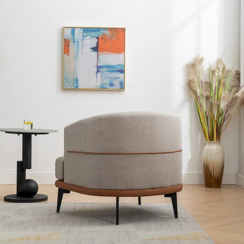 Modern Two-tone Barrel Fabric Chair