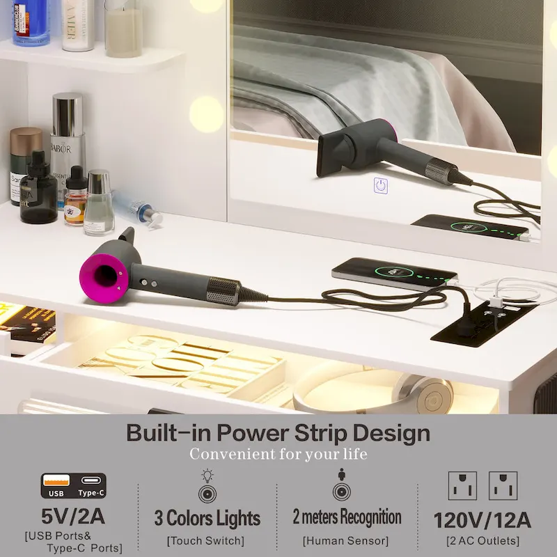 Makeup Vanity with 3 Lighting Colors