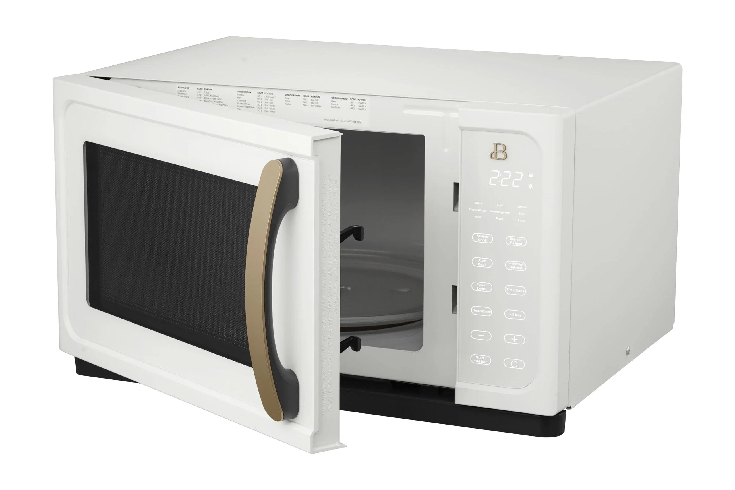 Beautiful 1.1 Cu ft 1000W Sensor Microwave Oven, White Icing - Kitchen Appliance