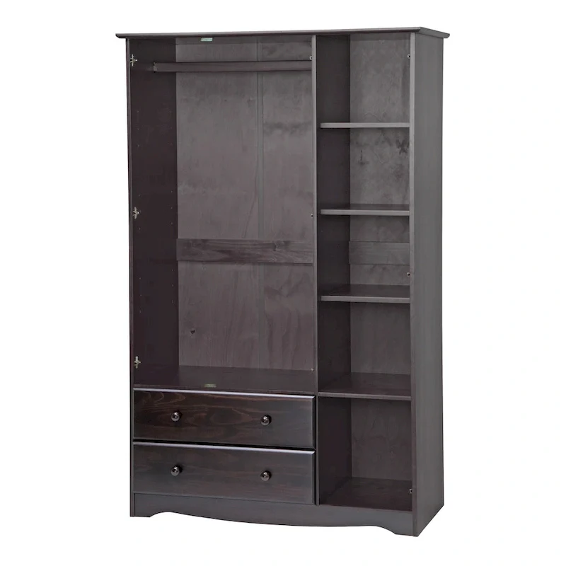 3-Door Wardrobe Armoire - White/Mocha/Java - Solid Wood
