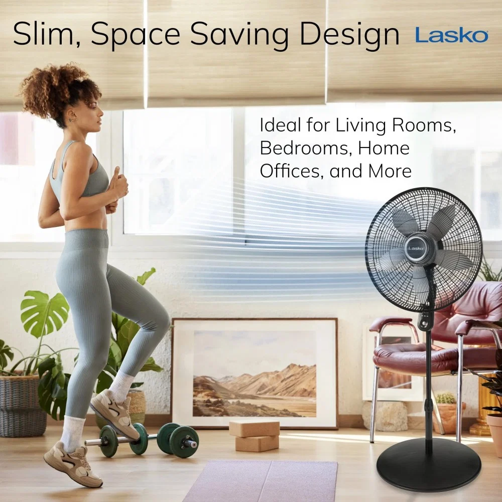 20" 4-Speed Adjustable Remote Controlled Pedestal Fan,Black,S20620