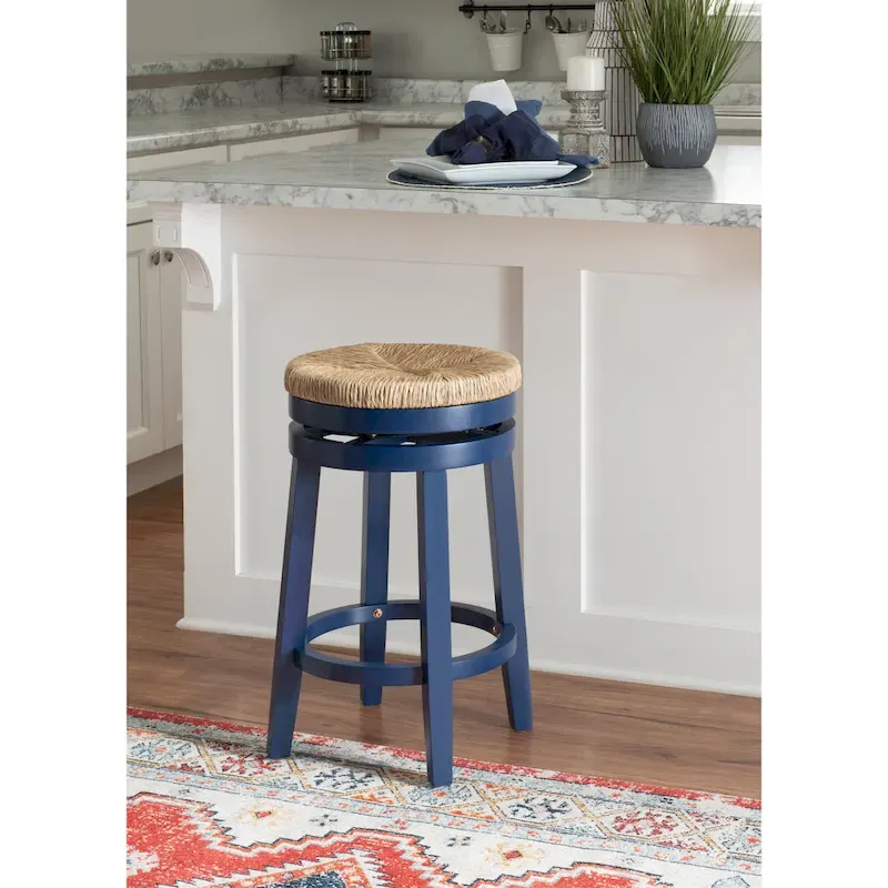 Maya Backless Swivel Counter Stool with Seagrass Seat