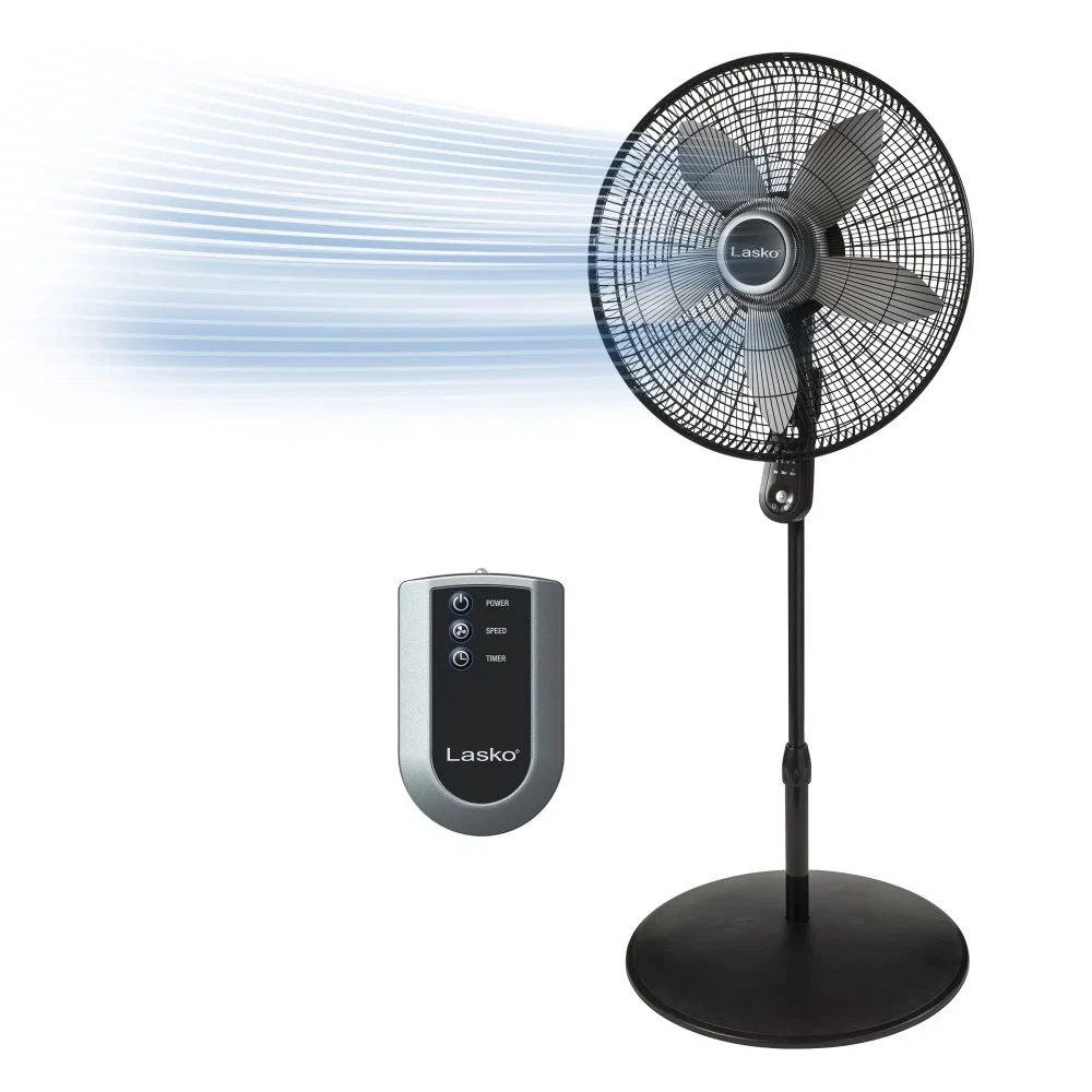 20" 4-Speed Adjustable Remote Controlled Pedestal Fan,Black,S20620