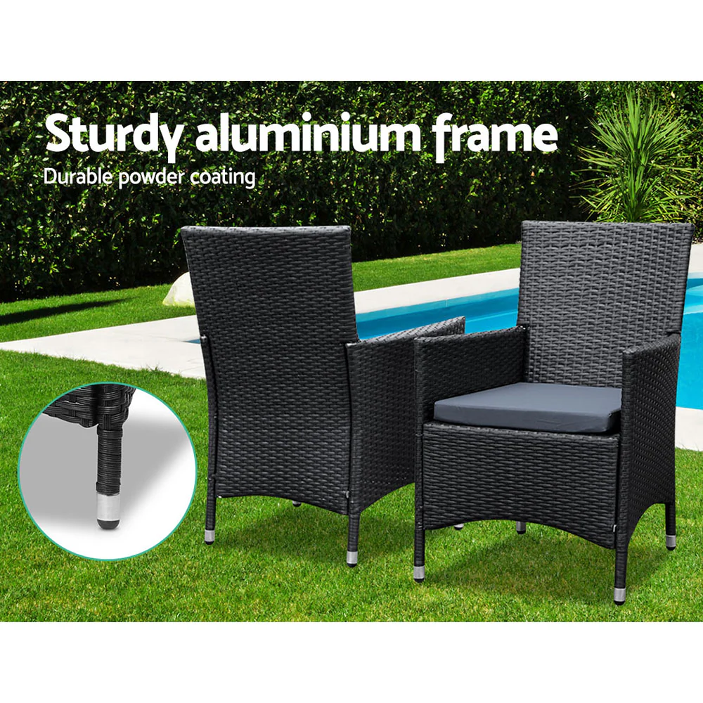 Gardeon 9-Piece Outdoor Dining Set Wicker Lounge Black