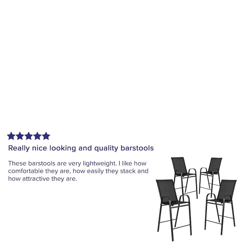 4 Pack Outdoor Barstools with Flex Comfort Material - Patio Stool