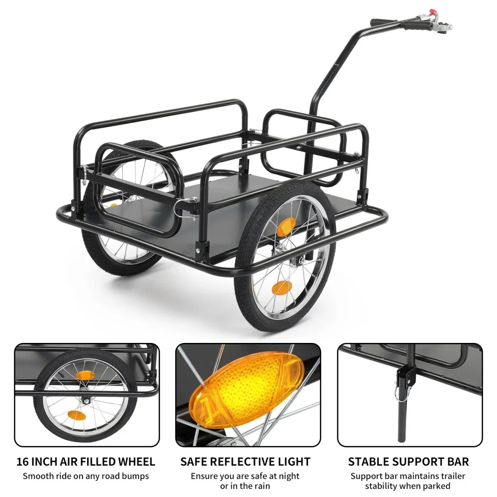 Ktaxon Two Wheel Bicycle Cargo Trailer, Black
