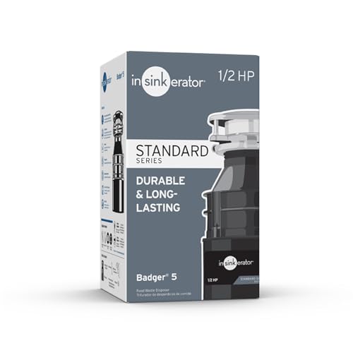 InSinkErator Badger 5 Garbage Disposal, 1/2 HP Continuous Feed, Compact Design, Quick Lock Installation