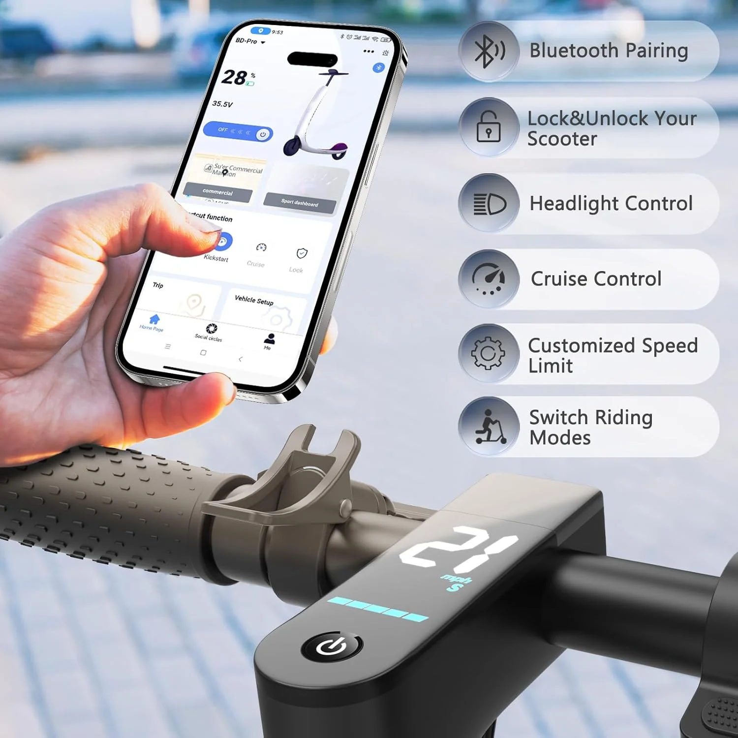 Electric Scooter Powerful Motor Dual Braking